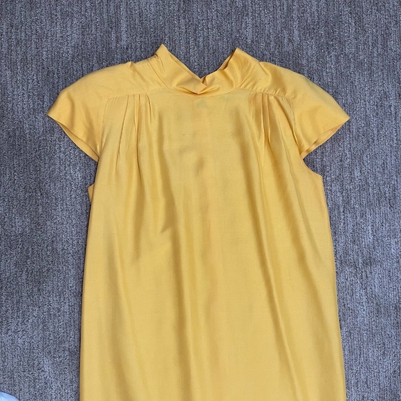 Vintage Levante 100% Silk Tulip Sleeve Dress – Yellow,‎ Size 12 - Picture 3 of 15